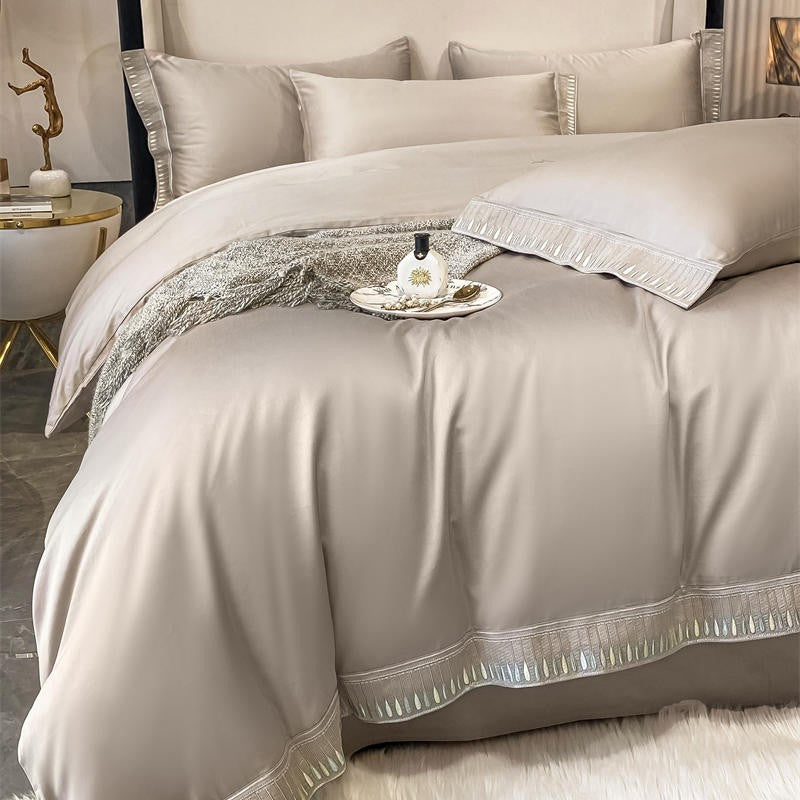 Cream Duvet Cover Set - Affluent Interior Bed